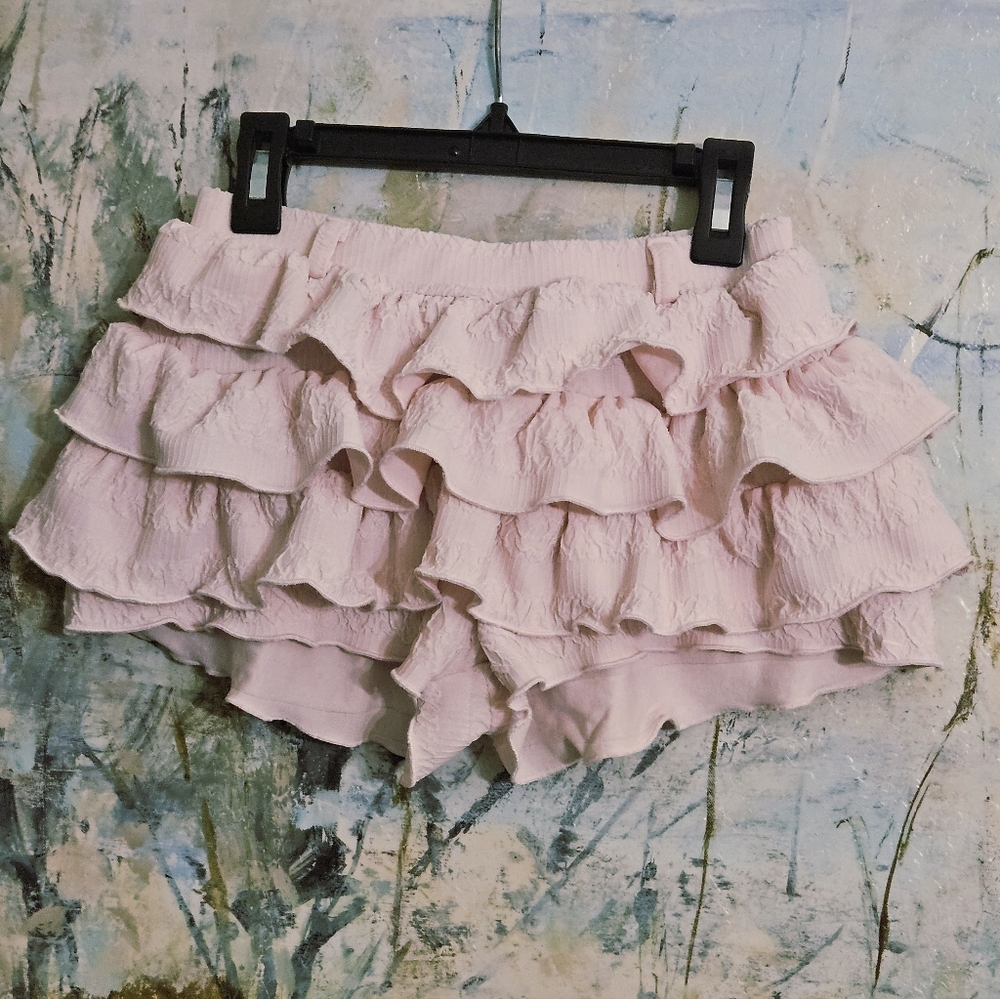 NWOT SHEIN Baby Pink Aloruh Ruffle Bloomers Skirt Shorts/ Skort Sz XS/EU 34